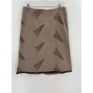 VINTAGE Ruth GORGEOUS Easy Wear Fern Leaf Embroidery Skirt USA Made Size 4